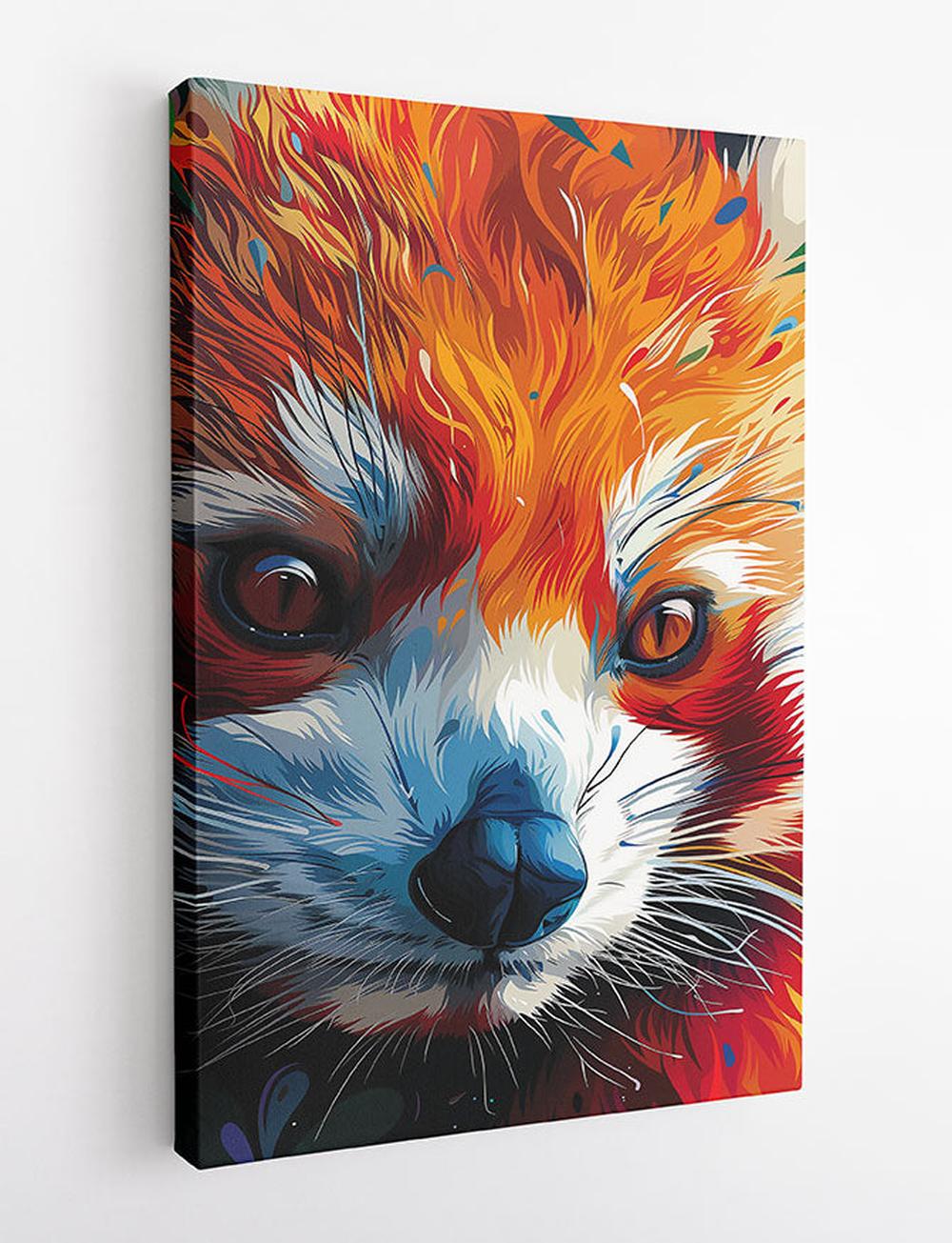 Vivid Red Panda Close-Up – Colorful Abstract Animal Canvas Art – T889 – AiPrintLab