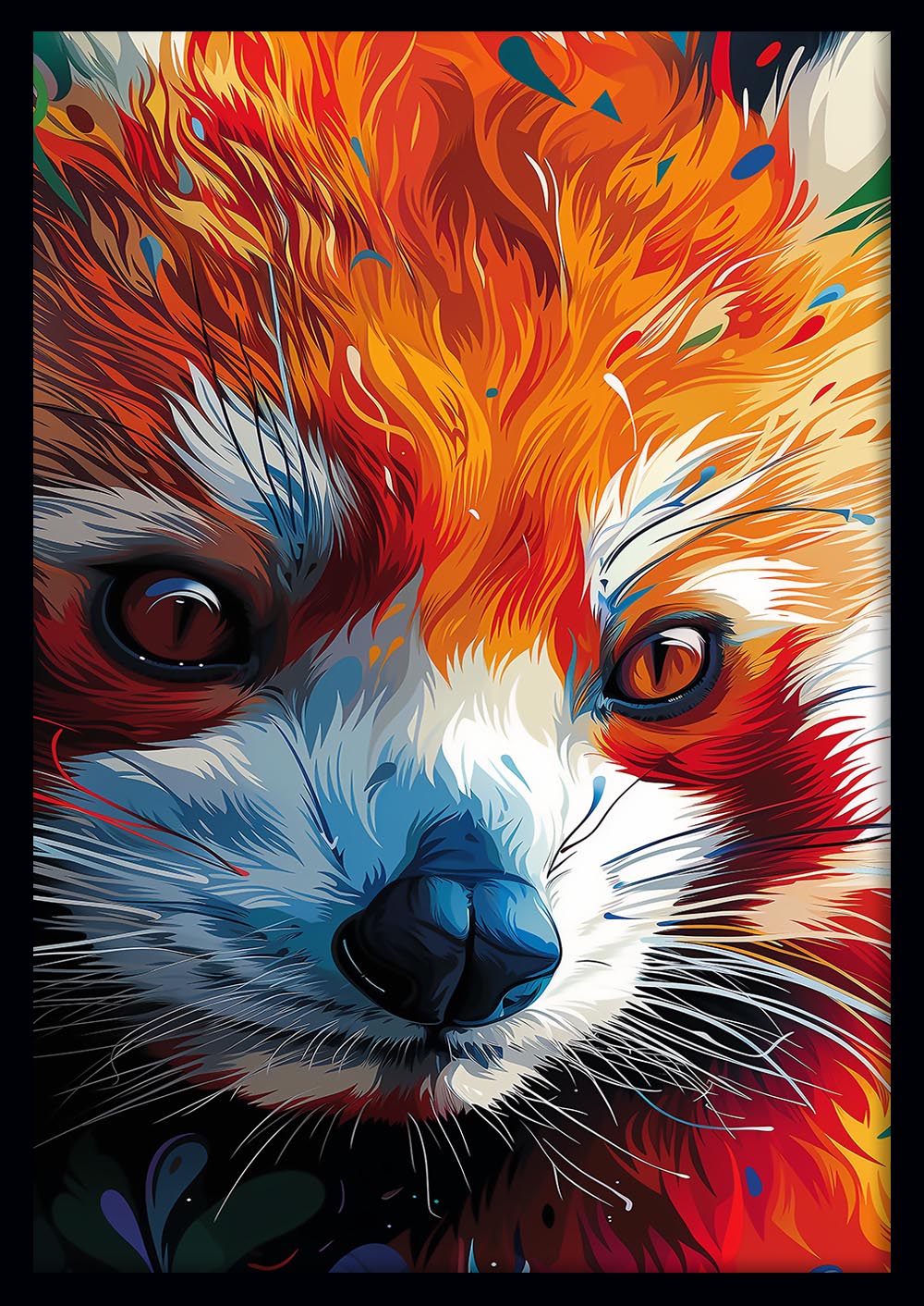 Vivid Red Panda Close-Up – Colorful Abstract Animal Canvas Art – T889 – AiPrintLab