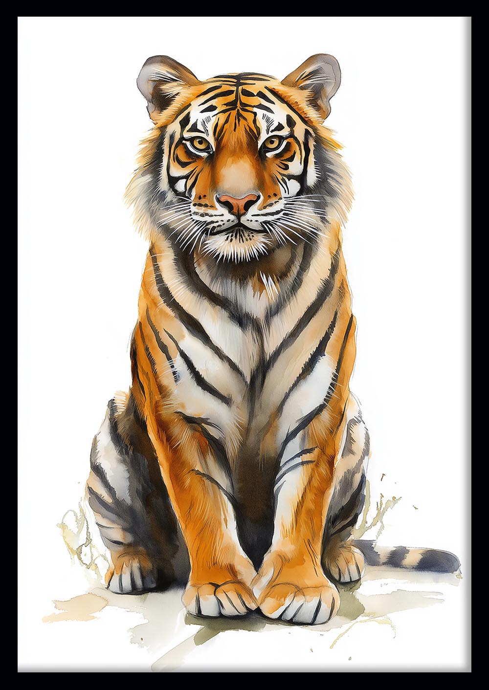 Watercolor Tiger Portrait Art – Bold Wildlife Canvas & Poster Print – T1194 – AiPrintLab