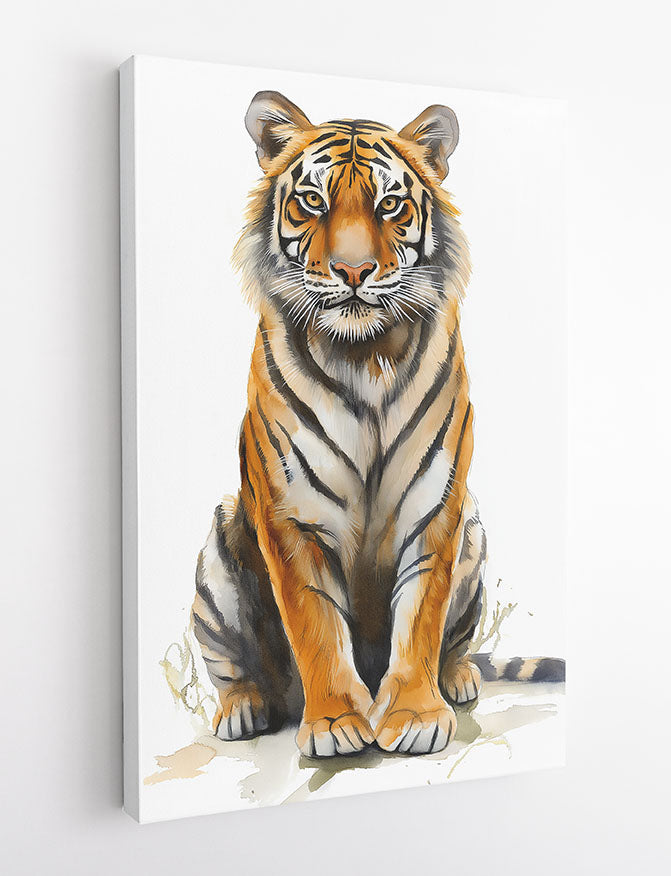 Watercolor Tiger Portrait Art – Bold Wildlife Canvas & Poster Print – T1194 – AiPrintLab