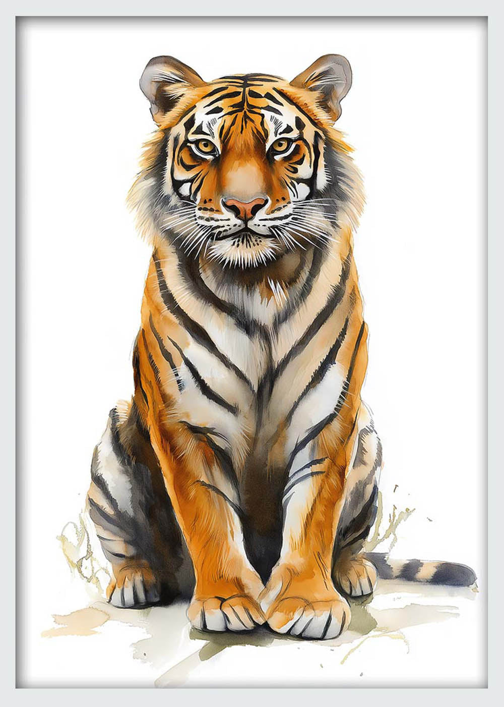 Watercolor Tiger Portrait Art – Bold Wildlife Canvas & Poster Print – T1194 – AiPrintLab