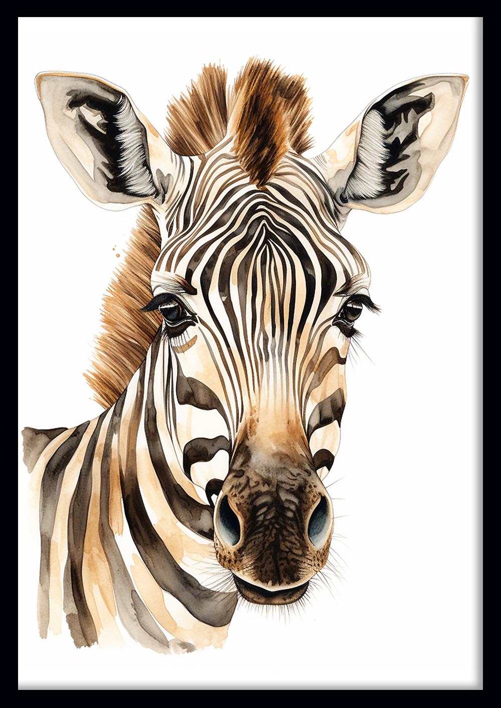 Watercolor Zebra Canvas Print & Poster – T580 – AiPrintLab