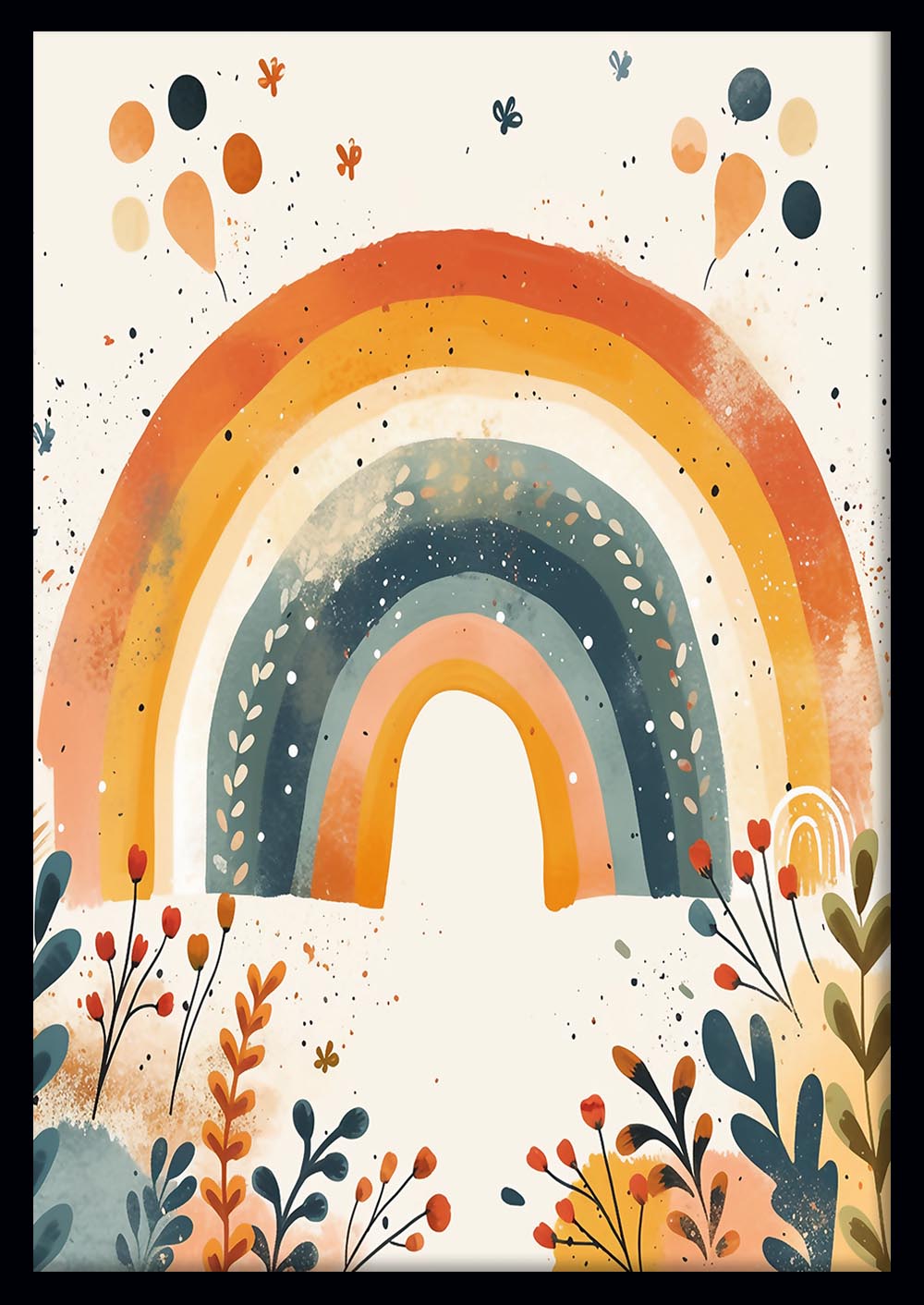 Whimsical Rainbow Nursery Wall Art Print & Canvas – T758 – AiPrintLab
