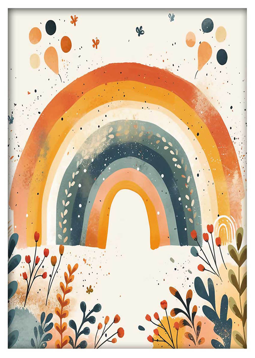 Whimsical Rainbow Nursery Wall Art Print & Canvas – T758 – AiPrintLab