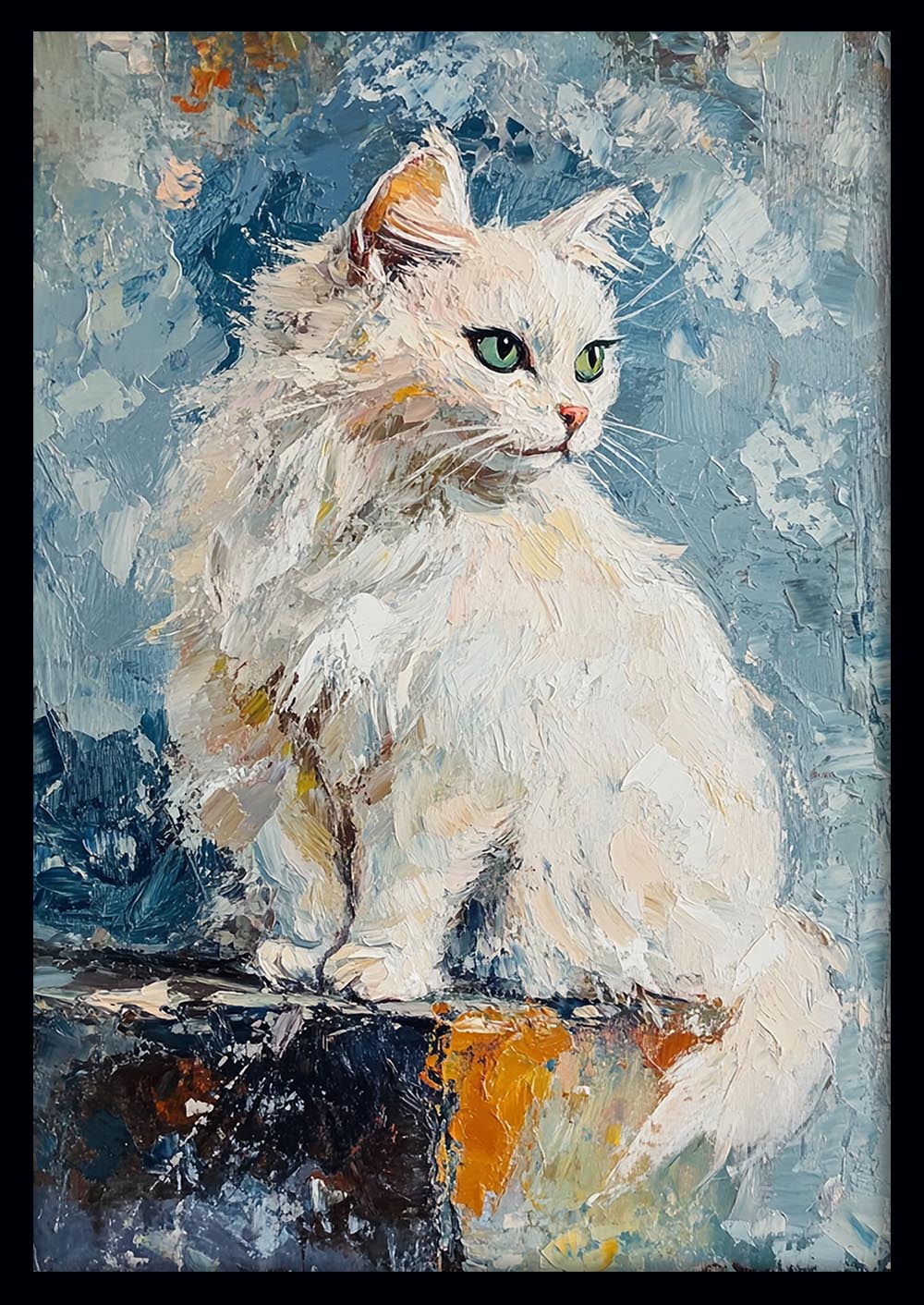 White Persian Cat Painting – Elegant Feline Canvas & Poster Wall Art – T1002 – AiPrintLab