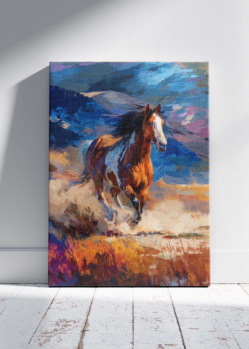 Wild Running Horse Mountain Canvas & Poster Print – AI PRINT LAB