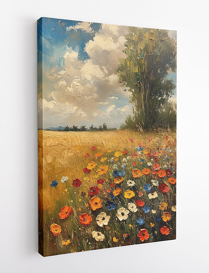 Wildflower Meadow Landscape – Colorful Field Canvas & Poster Wall Art – T1269 – AiPrintLab