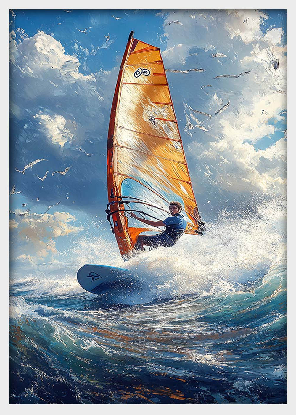 Windsurfing Ocean Adventure Wall Art – Action Sports Canvas & Poster Print – T1394 –