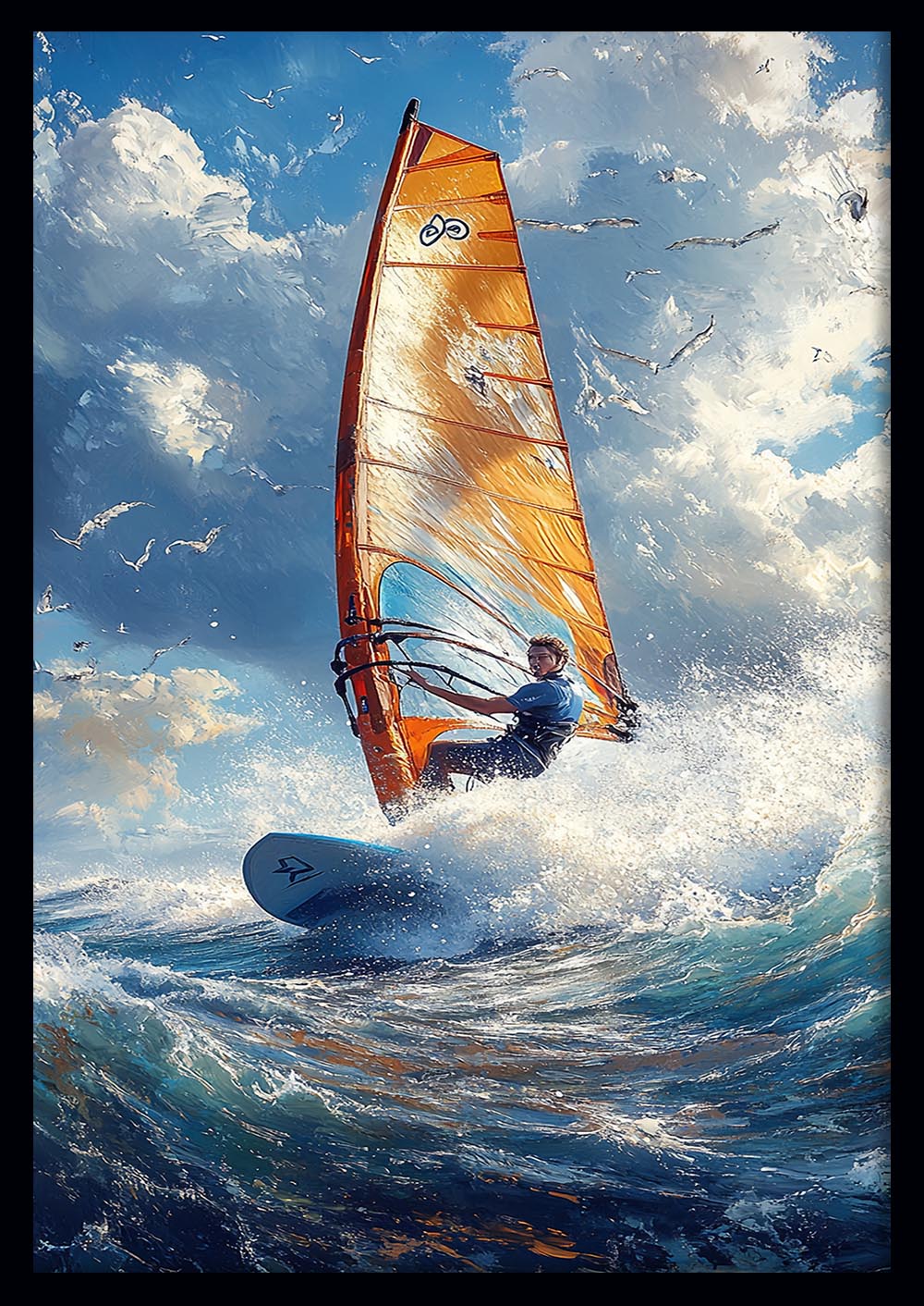 Windsurfing Ocean Adventure Wall Art – Action Sports Canvas & Poster Print – T1394 –