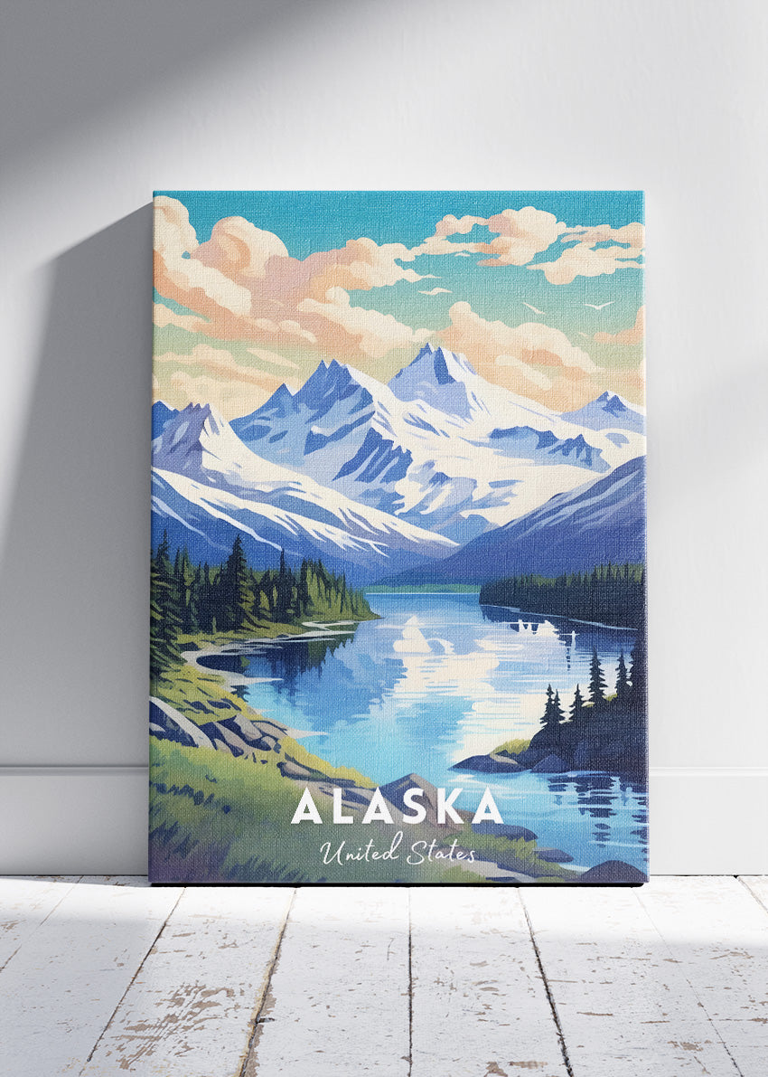 Alaska Mountain Lake Landscape Poster & Canvas Art – AIPRINTLAB