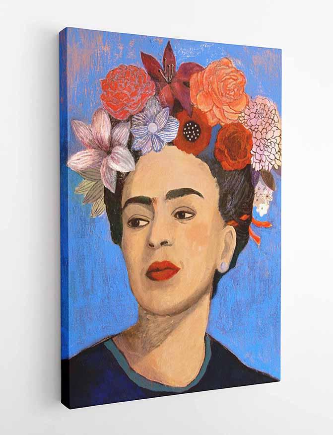 P119 Frida Kahlo and Flowers Canvas Art Prints, Posters, and Wall Art Pop Art Collection