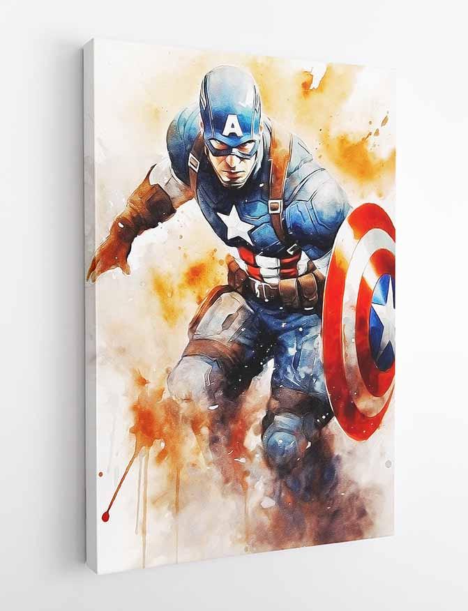 P221 Captain America Canvas Art Prints, Posters, and Wall Art Superhero Collection