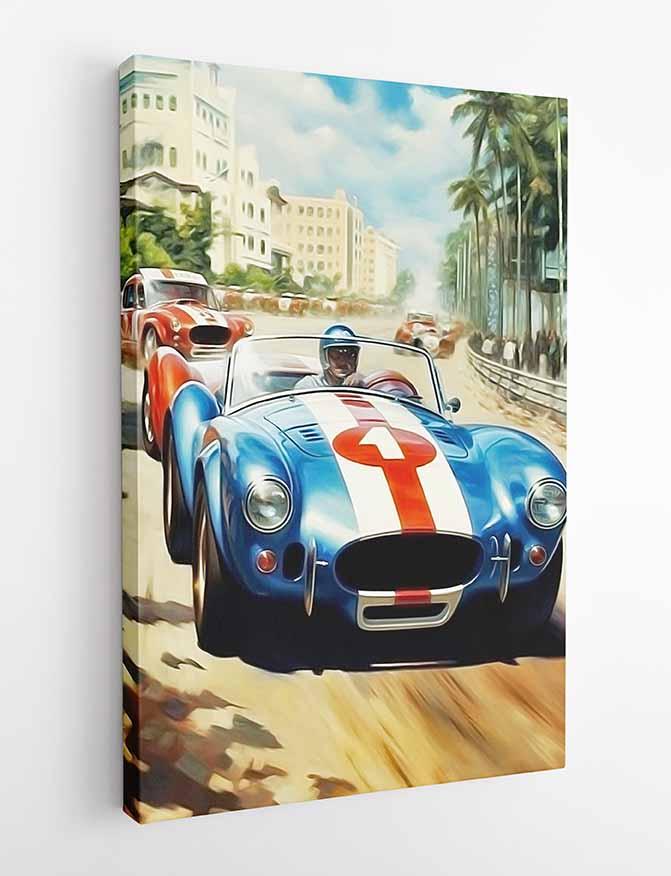 Vintage Red Racer Canvas & Poster Wall Art T324 Expressive Collection