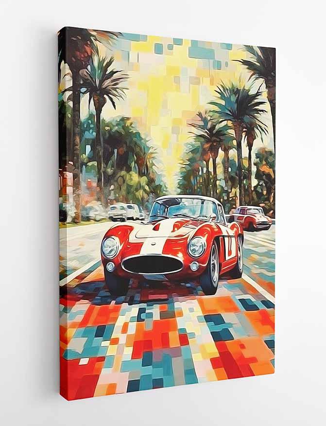 Vintage Red Racer Canvas & Poster Wall Art T359 Expressive Collection
