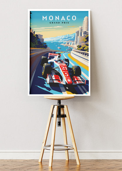 Monaco Grand Prix Formula Racing Poster & Canvas Print | Iconic Coastal Motorsport Wall Art