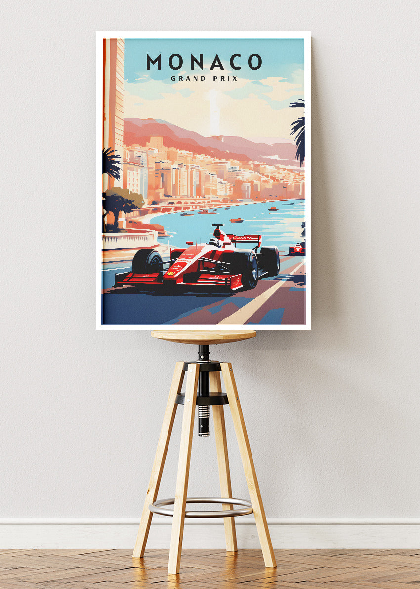 Monaco Grand Prix Formula Racing Poster & Canvas Print | Iconic Coastal Motorsport Wall Art