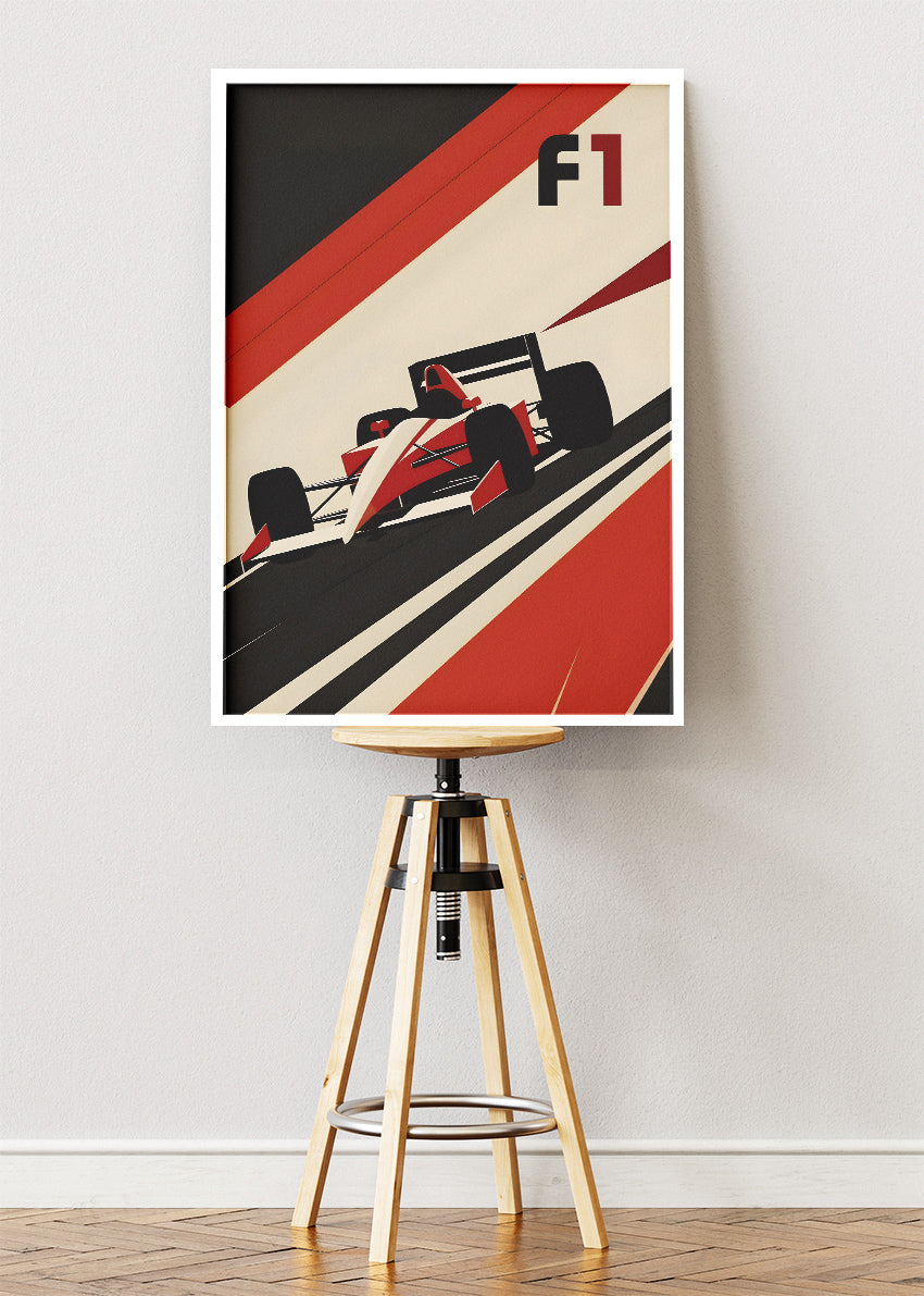 F1 Racing Poster & Canvas Print | Minimal Retro Formula Motorsport Wall Art
