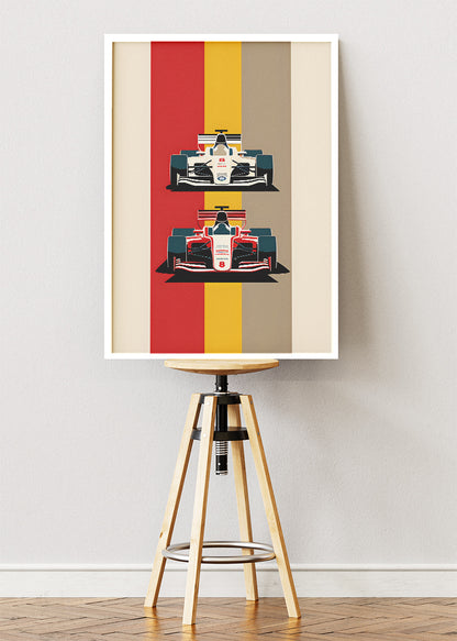 Retro Formula Racing Poster & Canvas Print | Minimal Motorsport Wall Art