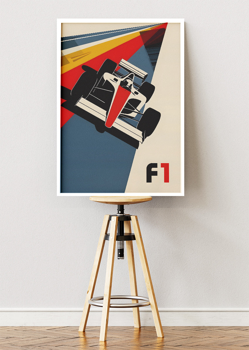 Formula 1 Retro Modern Poster & Canvas | Minimal F1 Racing Wall Art