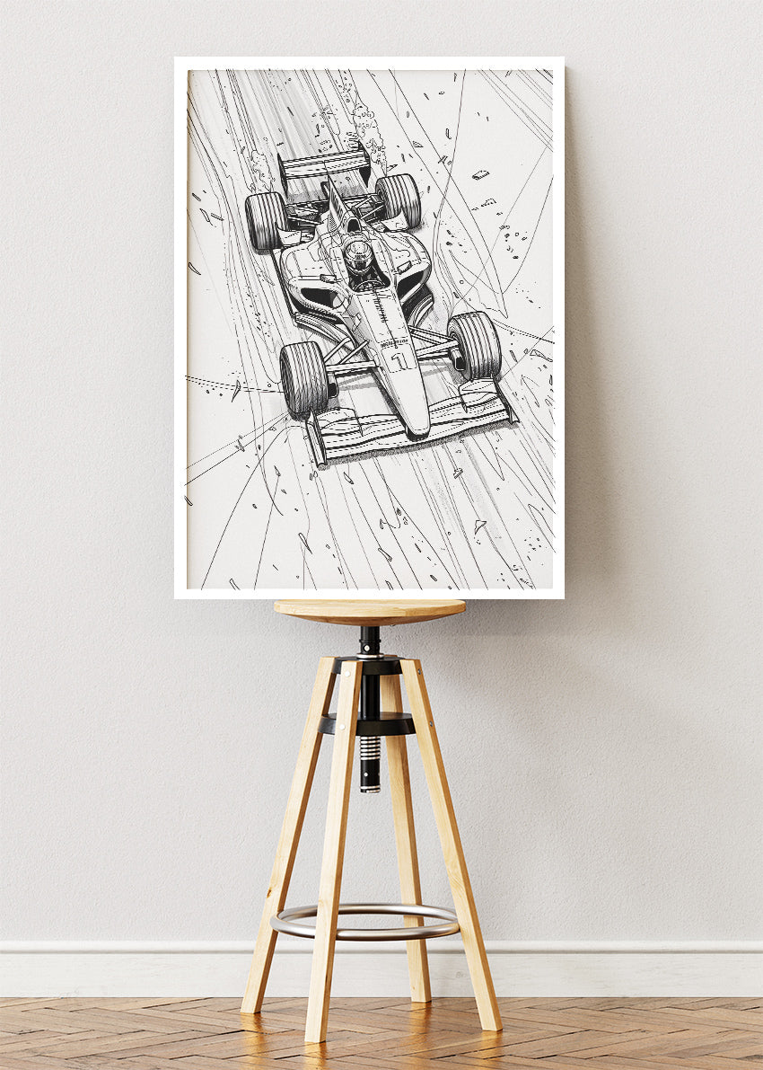 Formula 1 Line Art Poster & Canvas | Minimal Motorsport Sketch Wall Art