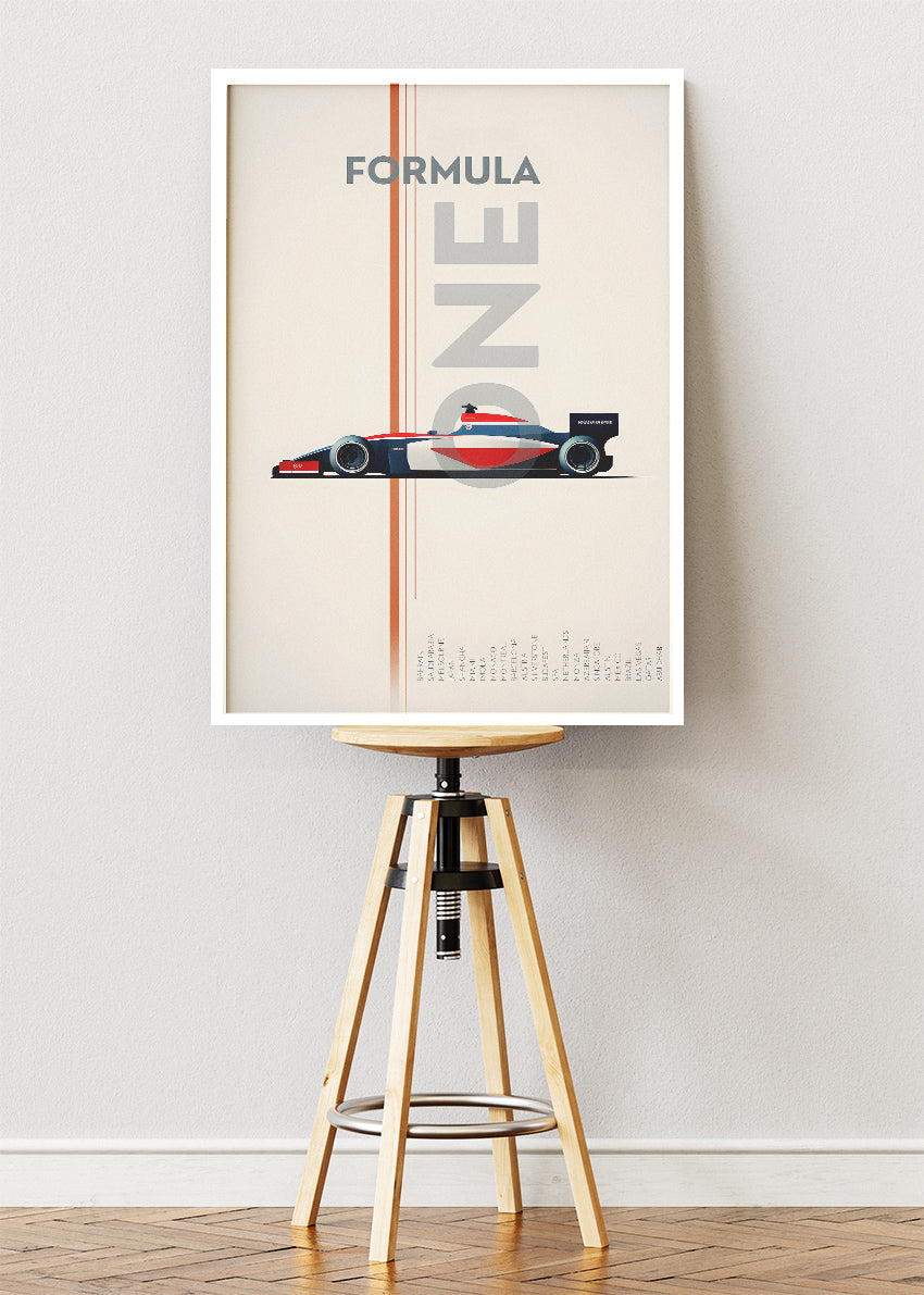 Formula One Minimal Racing Poster & Canvas | Modern Motorsport Wall Art