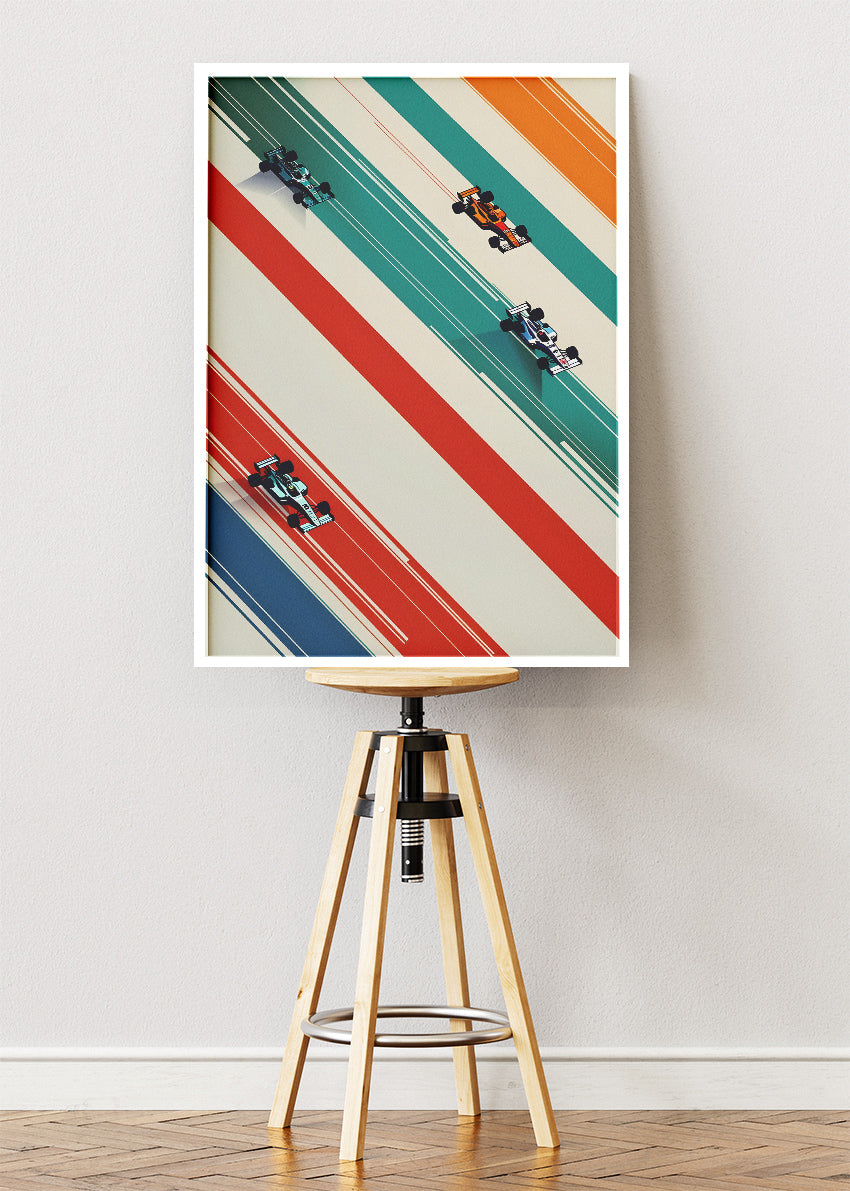 Abstract Formula One Racing Lines Poster & Canvas | Modern Motorsport Wall Art