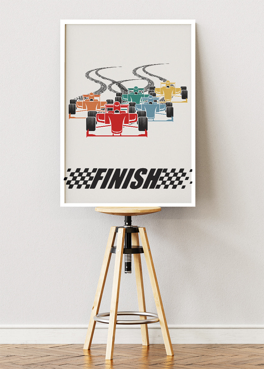 Formula One Finish Line Poster & Canvas | Minimalist Motorsport Wall Art
