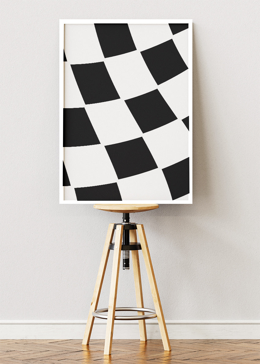 Checkered Flag Racing Poster & Canvas | Minimalist Motorsport Wall Art