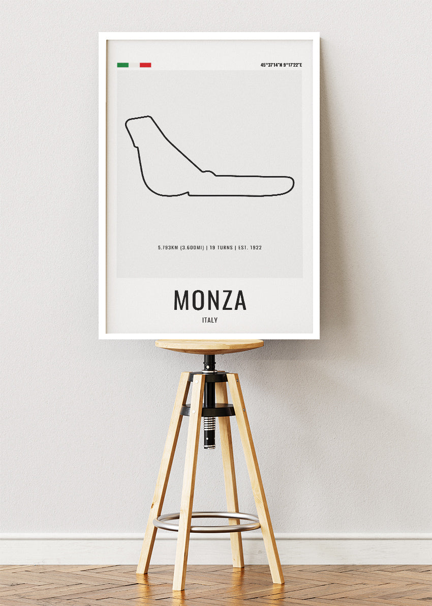 Monza Formula One Circuit Map Poster & Canvas | Italy Motorsport Wall Art