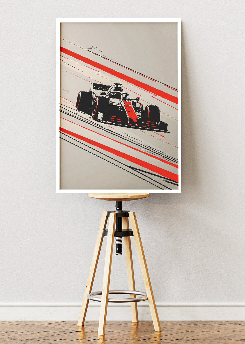 Minimal Formula Racing Poster & Canvas Print | Modern Motorsport Wall Art