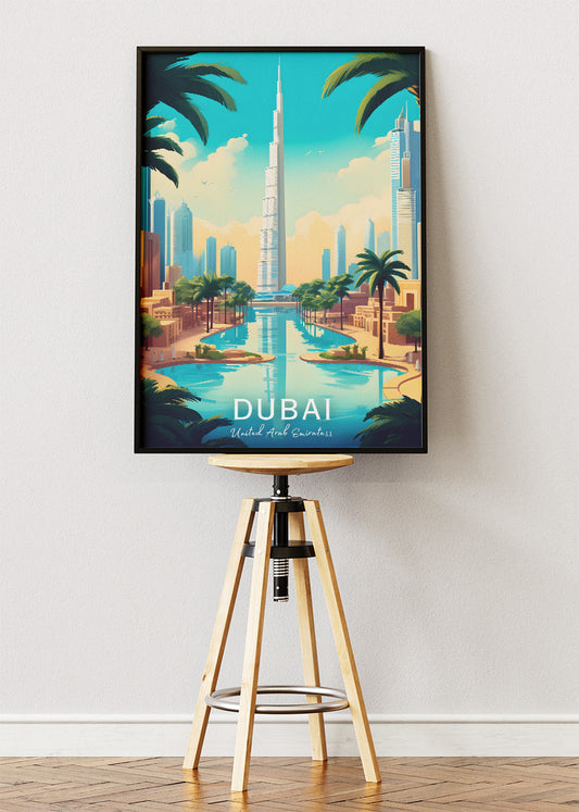 Dubai Burj Khalifa Skyline Poster & Canvas Print – Modern Cityscape Wall Art