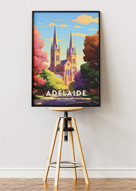 Adelaide Cathedral Illustration Poster & Canvas Wall Art – AIPRINTLAB