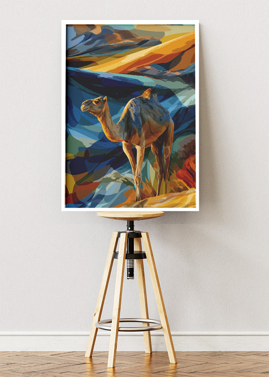 Camel Desert Landscape Poster & Canvas Print – Colorful Modern Art