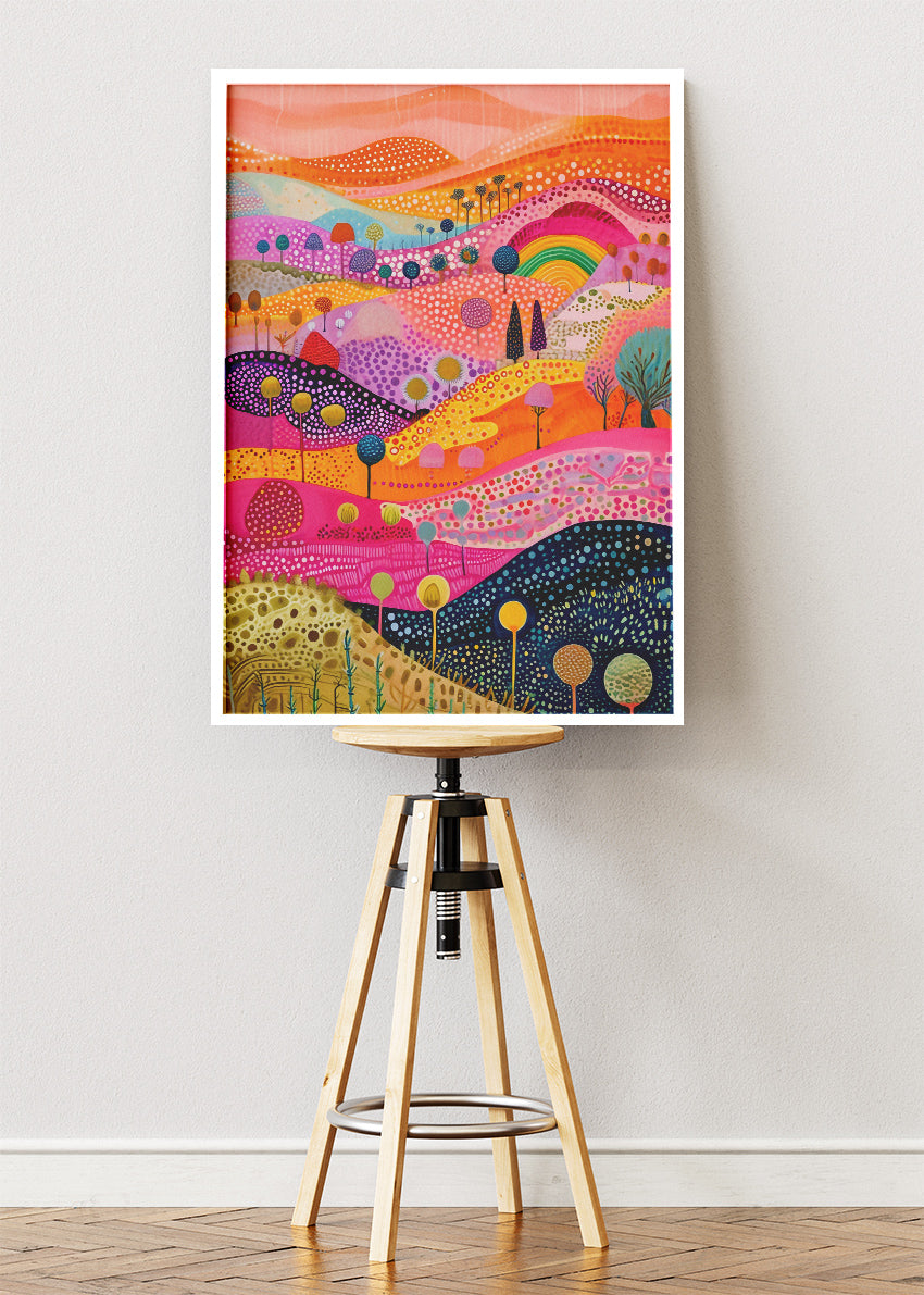 Candy Hills Dreamscape – Vibrant Abstract Landscape Canvas & Poster Print – AI PRINT LAB