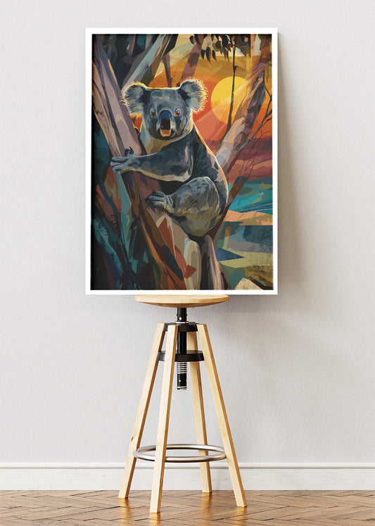 Koala Sunset Forest Poster & Canvas Print – Colorful Australian Wildlife Art