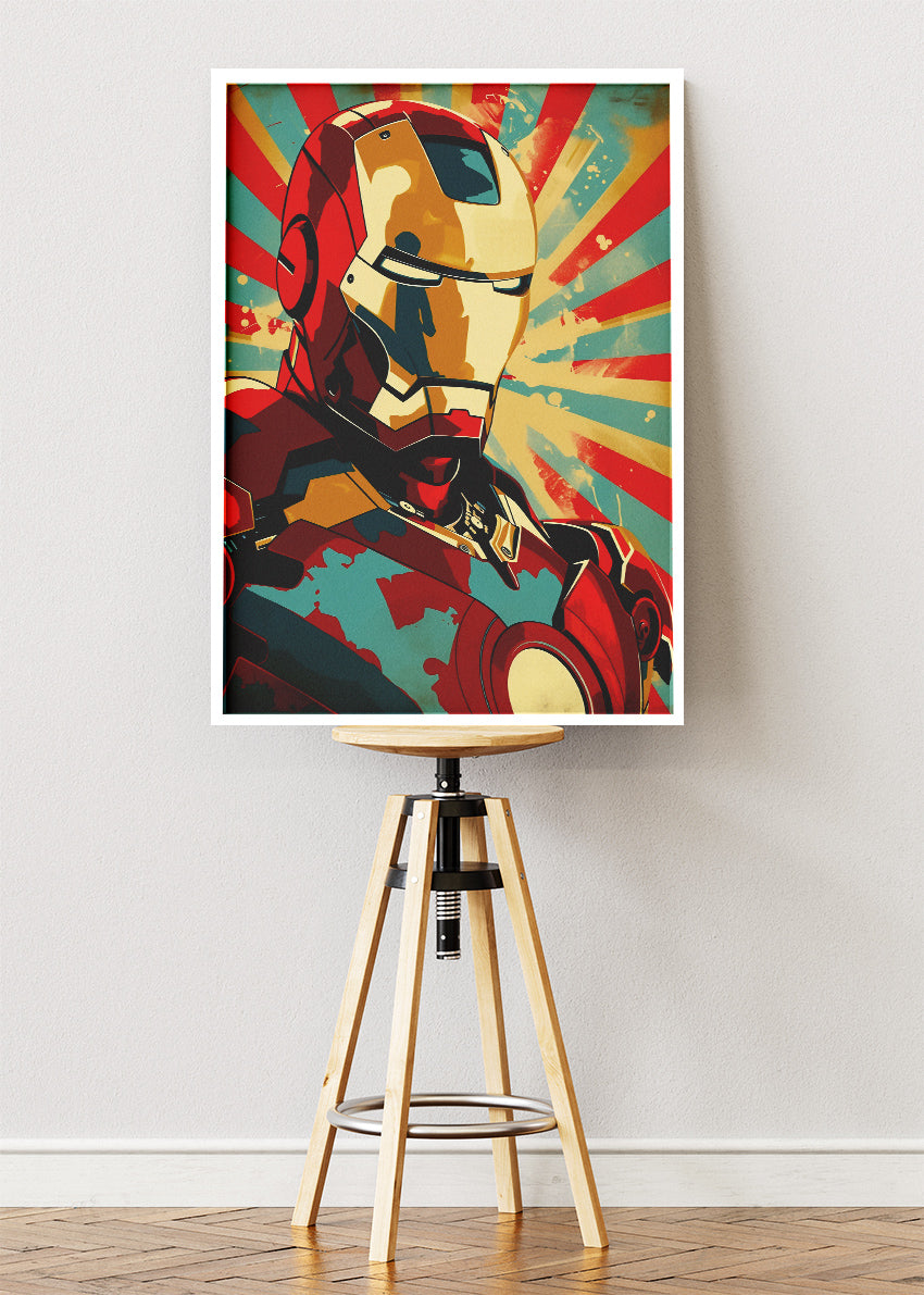 Iron Man Retro Pop Art Portrait Canvas & Poster Print – AI PRINT LAB