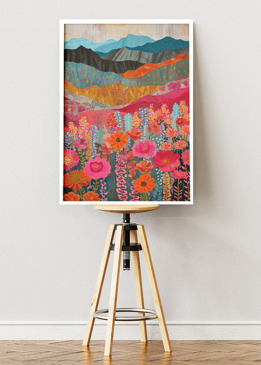 Colorful Floral Valley Landscape Canvas & Poster Print – AI PRINT LAB