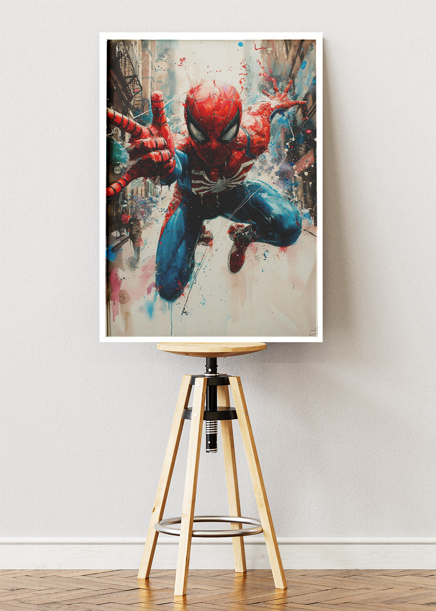 Spider-Man Dynamic Action Portrait Canvas & Poster Print – AI PRINT LAB