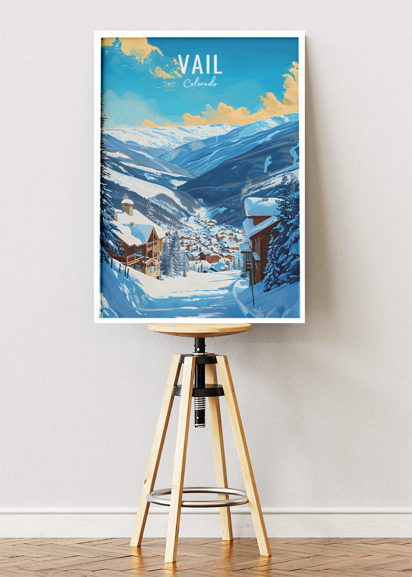 Vail Colorado Ski Resort Poster & Canvas Print – Winter Mountain Wall Art