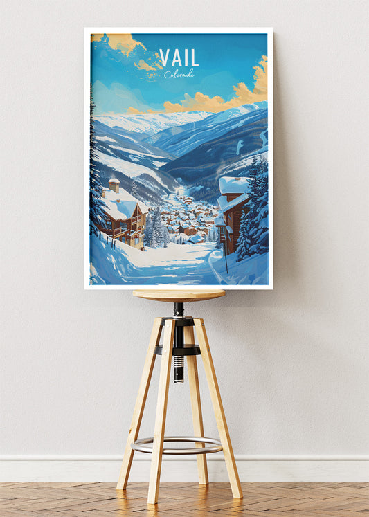 Vail Colorado Ski Resort Poster & Canvas Print – Winter Mountain Wall Art