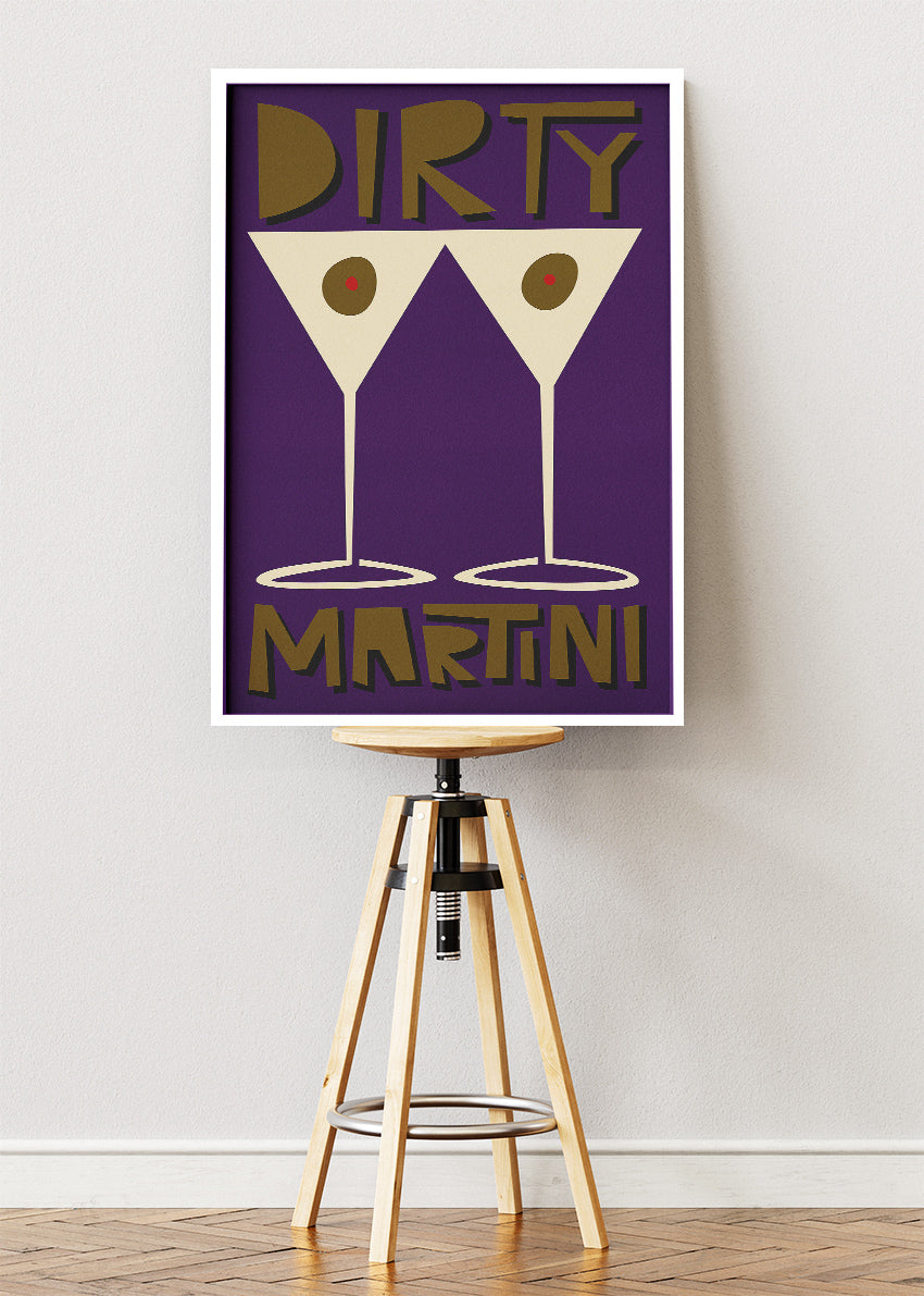 Dirty Martini Poster & Canvas Print | Retro Minimal Cocktail Wall Art
