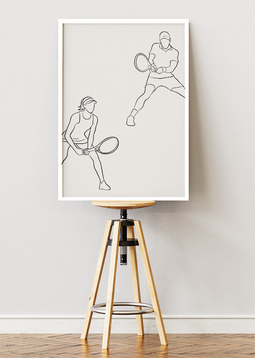 Minimal Tennis Line Art Poster & Canvas Print – Modern Sports Wall Art