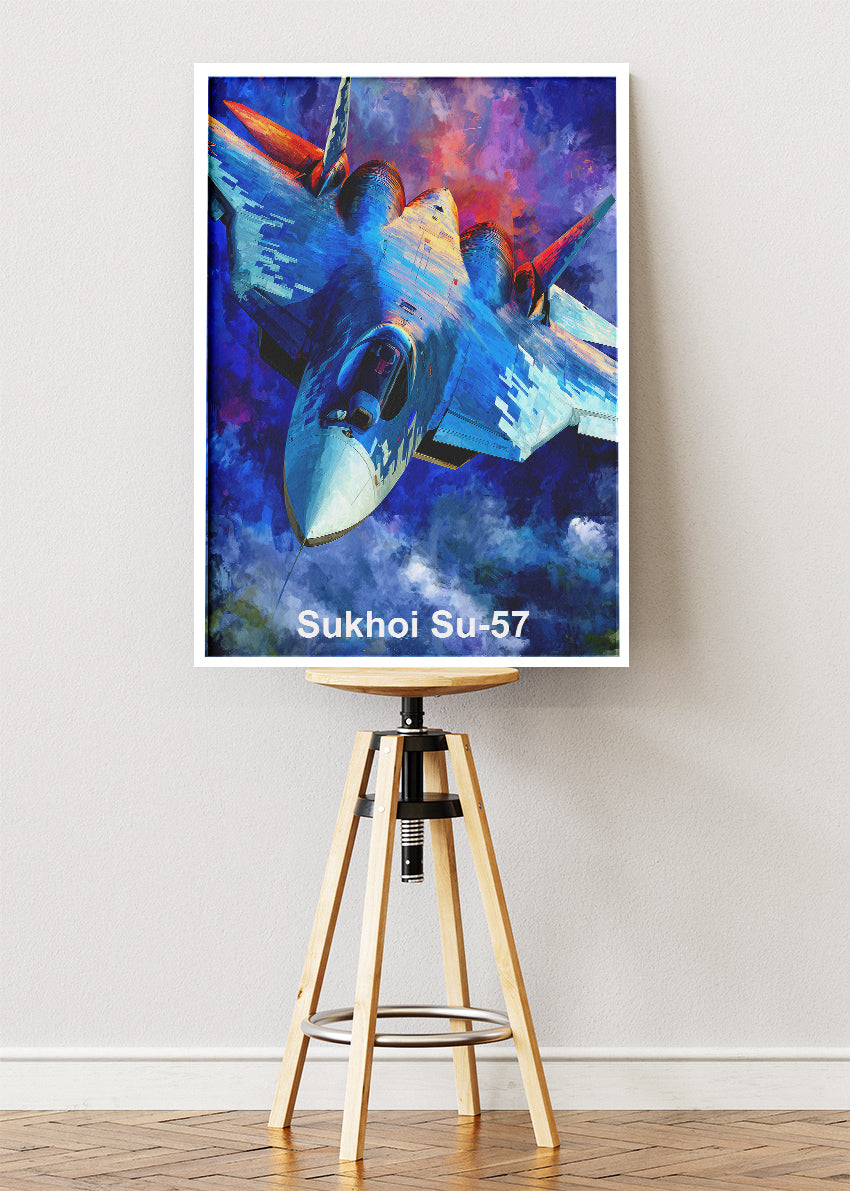 Sukhoi Su-57 Poster & Canvas Print – Illustrated Stealth Fighter Jet Art