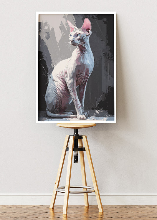 Sphynx Cat Modern Portrait Poster & Canvas Print – Minimal Bold Pet Art