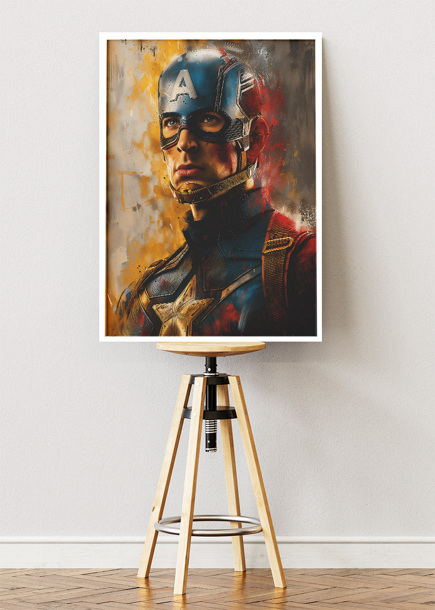 Captain America Cinematic Portrait Canvas & Poster Print – AI PRINT LAB