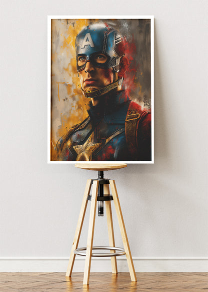 Captain America Cinematic Portrait Canvas & Poster Print – AI PRINT LAB
