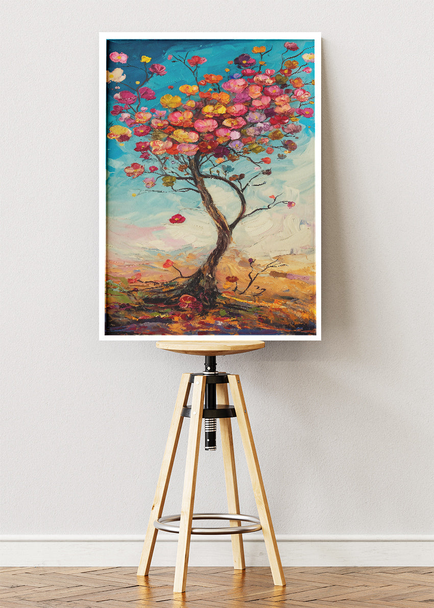 Colorful Blossom Tree Abstract Landscape Canvas & Poster Print – AI PRINT LAB