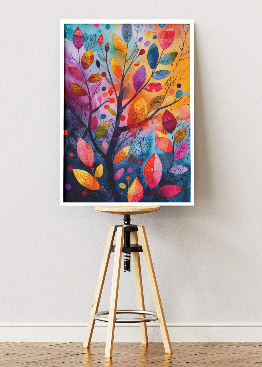 Colorful Abstract Leaf Tree Art Canvas & Poster Print – AI PRINT LAB