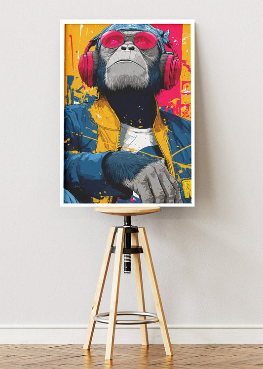 Cool Monkey DJ Poster & Canvas Print – Urban Street Art Style
