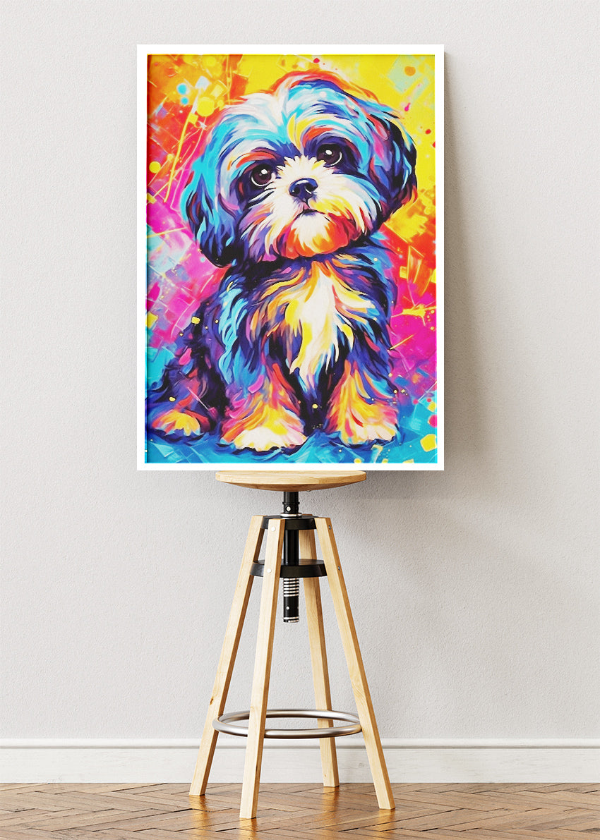 Colorful Shih Tzu Dog Poster & Canvas Print – Vibrant Pop Art Pet Illustration